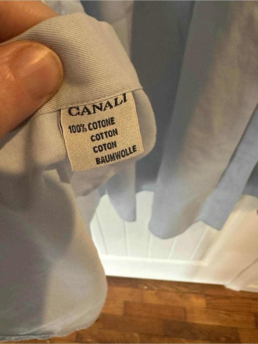 Canali Men's Dress Shirt Light Blue, 100% Cotton, Made in Italy 17.75/45
